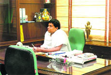 Patanjali Yogpeeth general secretary Balkrishan in his office in Haridwar on Sunday.