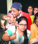 A scene from a play, Jeb Katra, staged in Jammu on Sunday