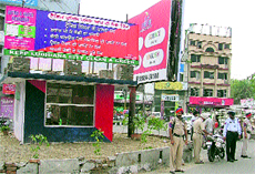 A specially designed cubicle for traffic policemen located at the Fountain Chowk in Ludhiana