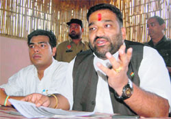 Viresh Shandilya, national president of the Anti-Terrorist Front of India, in Dehradun on Monday. 