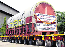 The first turbo generator of 600 MW being transported to Tamil Nadu from the BHEL unit at Haridwar