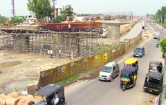 under way Construction in progress on National Highway No. 1 near the Jalandhar bypass in Ludhiana on Monday.