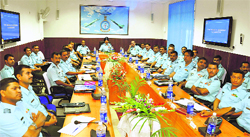 IAF officers at the training commanders conference at the Air Force High Grounds near Chandigarh on Tuesday.