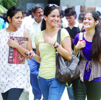 Students feel relieved after getting admission at Faculty of Art in the University of Delhi on Tuesday