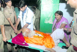 Baagmal, who was staging a protest at Gandhi Park in Dehradun, is taken away by the police in Dehradun on Wednesday