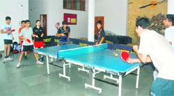 Players practise with minimum resources available at TT Hall, Sector 23, Chandigarh.