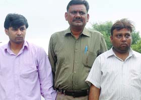 The Delhi police produces the two accused at Tis Hazari Court in Delhi on Thursday