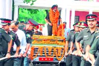 Lt-Gen RS Sujlana, former Commandant, IMA, is accorded a traditional send-off on his retirement in Dehradun on Thursday. 