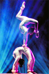 Artistes from Mongolia perform at a circus in Gurgaon.