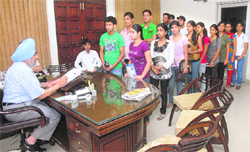 Dr Jaspal Singh Randhawa, Principal of Lyalpur Khalsa College, during the admission session in Jalandhar.