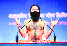 Ramdev at a yoga camp at Patanjali Yogpeeth in Haridwar on Friday.