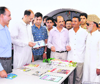 Minister for Tourism & Culture Nawang Rigzin Jora at the reading room of the library in Srinagar. 