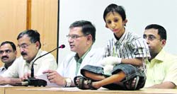 Eight-year-old Lavish Garg, who has been operated upon for cleft palate at the DMCH, Ludhiana