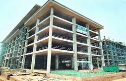 Construction in full swing at a commercial project in Chandigarh