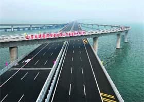 The world's longest sea bridge spanning Jiaozhou Bay of Qingdao City, Shandong Province of China, opened on Thursday. The bridge is 36 km long, Xinhua News Agency reported