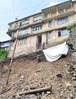 Landslide that was caused due to heavy rain at Sanjauli in Shimla 