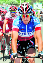 France's Sylvain Chavanel rides in the pack during the 191,5 km first stage of the 2011 Tour de France race in Les Herbiers on Saturday
