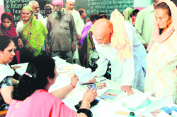 An awareness camp under way at Dadu Majra