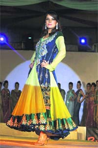 Bollywood actress Udita Goswami walks the ramp at a fashion show held in Shimla on Saturday