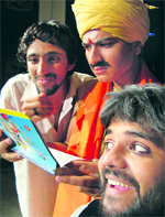 A scene from a play, What is this, presented at the Sunday Natrang Theatre in Jammu