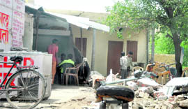 Rooms iside an encroached land that have not been demolished near Sunet village in Ludhiana.