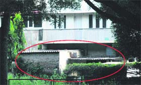 Unauthorised constructions (encircled) at a house on Udyog Path, Sector 18, Chandigtarh