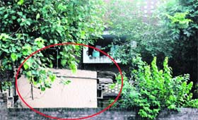 Unauthorised constructions (encircled) at a house on Udyog Path, in Sector 20, Chandigtarh