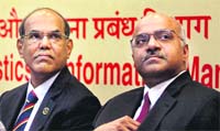 RBI Governor D Subbarao (L) and President of the American Statistical Association Sastri Pantula during the 5th Statistics Day Conference in Mumbai