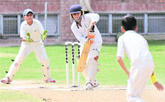 A match in progress at St Stephens School, Sector 45, Chandigarh, on Wednesday. 