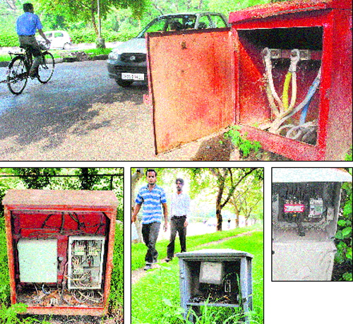 Electricity junctions lie open in various areas of Chandigarh, posing a danger during the monsoon. These danger points were captured (clockwise from top) near the Punjab Kala Bhavan at Sector 16, on the road separating Sectors 23 and 36, beside an internal road at Sector 23-D and near the petrol station at Sector 10.