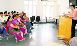 A lecture in doping underway at SAI Training Centre in Ludhiana on Wednesday