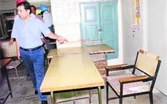 Vacant chairs greet Commissioner (Patiala division) Anurag Verma at the civil surgeons office in Patiala