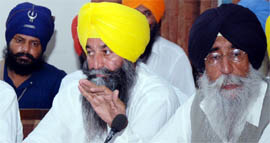 SAD (A) president Simranjit Singh Mann addresses the media in Bathinda on Friday.