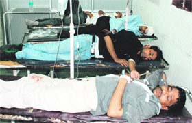 The injured being treated at the General Hospital, Sector 6, Panchkula, on Friday.