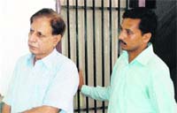 The accused in the bribery case being produced at the District Court, Panchkula, on Friday. 