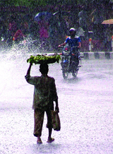 A view of the rain in New Delhi on Friday.