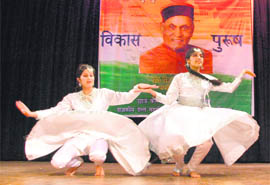 Students present an item during the annual prize distribution function of Government Dental College at the Gaiety Theatre in Shimla 