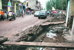 A road in Rajouri where the digging work is in progress