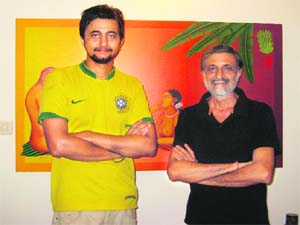 Painter Viren Tanwar whose son Shiven Tanwar is also a painter