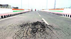 The railway overbridge in Kaithal developed cracks the very next day it was opened for public