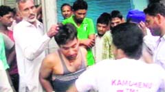 A youth is beaten up after he was tied to a pole at Jakhal in Fatehabad 