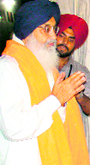 CM Parkash Singh Badal at a gurdwara in Muktsar village