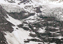 A view of the glacier that feeds the Chandra river in the Lahaul valley. 