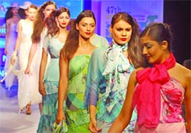 Models during the India International Garment Fair-2011 at Pragati Maidan in 
