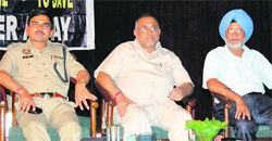 MP Avinash Rai Khanna (centre) on his Save water campaign at PAP complex in Jalandhar on Monday. 