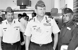 PV Athawale, AOC-in-C (centre) during his visit at 3BRD Air Force Station in Chandigarh on Tuesday