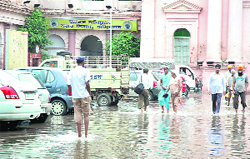 The ever-so-responsible Municipal Corporation was caught off-guard as the rain hit the city today