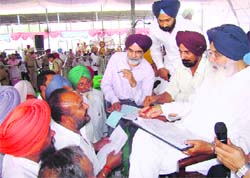 Chief Minister PS Badal at a sangat darshan function in Barnala