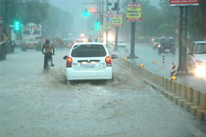 Traffic movement was affected after roads were waterlogged following a downpour in Bathinda 