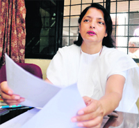 Razia Beig, former chairperson of the Uttarakhand Bar Council, addresses a press conference in Dehradun on Thursday